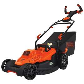 Black+Decker BEMW482ES Electric Lawn Mower, 12 A, 17 in W Cutting, Winged Blade