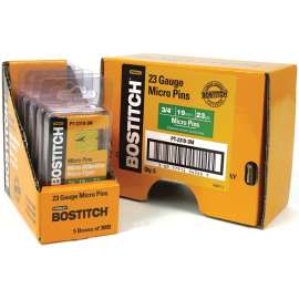 Bostitch PT-2319-3M Pin Nail, 0.64 in Dia, 3/4 in L, 23 ga Thick, Steel, Bright