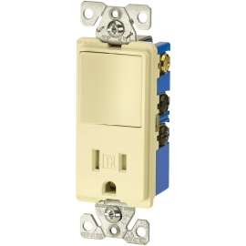 Eaton Cooper Wiring TR7730V Combination Switch/Receptacle, 1 -Pole, 15 A, 120/277 V, Ivory