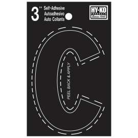 HY-KO 30400 Series 30413 Die-Cut Letter, Character: C, 3 in H Character, Black Character, Vinyl