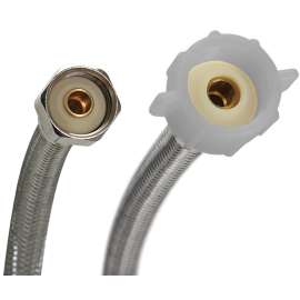 FLUIDMASTER B4T16 Toilet Connector, 1/2 in Inlet, FIP Inlet, 7/8 in Outlet, Ballcock Outlet, Stainless Steel Tubing