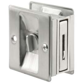 Prime-Line N 7161 Pocket Door Lock and Pull, Solid Brass, Satin Chrome
