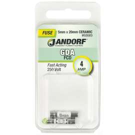 Jandorf 60669 Fast Acting Fuse, 4 A, 250 V, 1500 A Interrupt, Ceramic Body