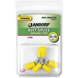 Jandorf 60818 Butt Splice Connector, 12 to 10 AWG Wire, Vinyl Insulation, Copper Contact, Yellow
