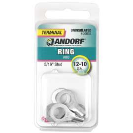 Jandorf 60838 Ring Terminal, 12 to 10 AWG Wire, 5/16 in Stud, Copper Contact