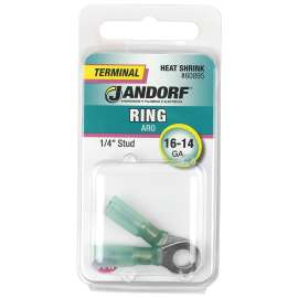 Jandorf 60895 Ring Terminal, 16 to 14 AWG Wire, 1/4 in Stud, Green