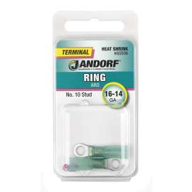 Jandorf 60896 Ring Terminal, 16 to 14 AWG Wire, #10 Stud, Green