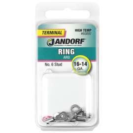Jandorf 60897 Ring Terminal, 16 to 14 AWG Wire, #6 Stud