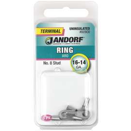 Jandorf 60900 Ring Terminal, 16 to 14 AWG Wire, #8 Stud, Copper Contact