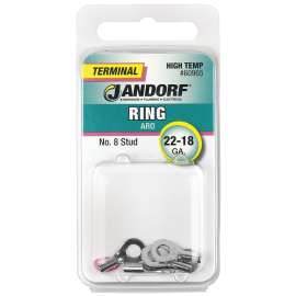 Jandorf 60965 Ring Terminal, 22 to 18 AWG Wire, #8 Stud, Pink