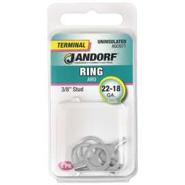 Jandorf 60971 Ring Terminal, 22 to 18 AWG Wire, 3/8 in Stud, Copper Contact