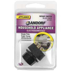 Jandorf 61005 Single Circuit Rotary Switch, 6.5 A, 125 V, TPST, Black