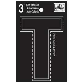 HY-KO 30400 Series 30430 Die-Cut Letter, Character: T, 3 in H Character, Black Character, Vinyl