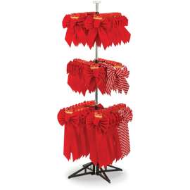 Holidaytrims 7428 Gift Bow Assortment with Rack, Velvet, Candy Cane Stripe/Red with Glitter/Red