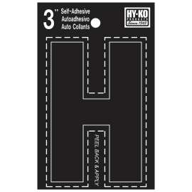 HY-KO 30400 Series 30418 Die-Cut Letter, Character: H, 3 in H Character, Black Character, Vinyl