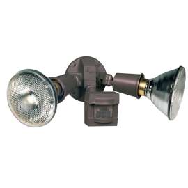 Heath Zenith HZ-5408-BZ Motion Activated Security Light, 120 V, 300 W, 2-Lamp, Incandescent Lamp, Plastic Fixture