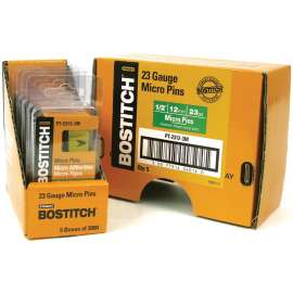 Bostitch PT-2312-3M Pin Nail, 0.64 in Dia, 1/2 in L, 23 ga Thick, Steel, Bright