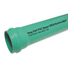 Homerite Enviro-Tite Series 039209 Sewer Pipe, 6 in, 4 m L, DR 35 Schedule, PVC, Green