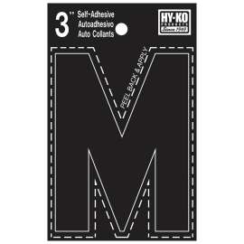 HY-KO 30400 Series 30423 Die-Cut Letter, Character: M, 3 in H Character, Black Character, Vinyl