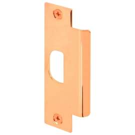 Defender Security U 9428 Door Strike Plate, 4-7/8 in L, 1-1/4 in W, Steel, Brass