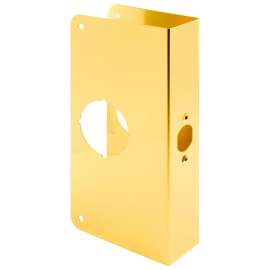 Prime-Line U9550 Lock and Door Reinforcer, 2-3/4 in Backset, 1-3/4 in Thick Door, Brass, Brass, 9 in H, 4-5/16 in W