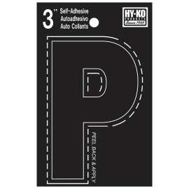 HY-KO 30400 Series 30426 Die-Cut Letter, Character: P, 3 in H Character, Black Character, Vinyl