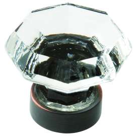 Amerock Traditional Classics Series BP55268CORB Cabinet Knob, 1-1/8 in Projection, Glass/Zinc, Oil-Rubbed Bronze