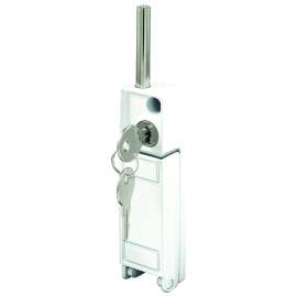 Prime-Line U 9919 Patio Door Lock, Different Key, Die-Cast Zinc, White, 3/16, 1/8, 1/4 in Thick Door