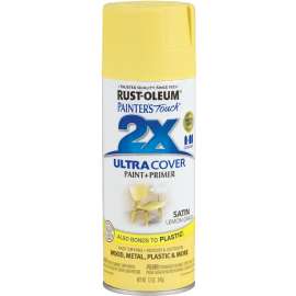 RUST-OLEUM PAINTER'S Touch 263148 Satin Spray Paint, Satin, Lemon Grass, 12 oz, Aerosol Can