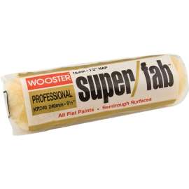 WOOSTER SUPER/FAB KR240-9 1/2 Paint Roller Cover, 1/2 in Thick Nap, 9-1/2 in L, Knit Fabric Cover, Golden Yellow