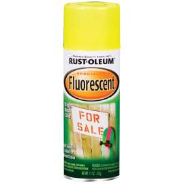 RUST-OLEUM 1942830 Fluorescent Spray Paint, Flat/Matte, Fluorescent Yellow, 11 oz, Aerosol Can