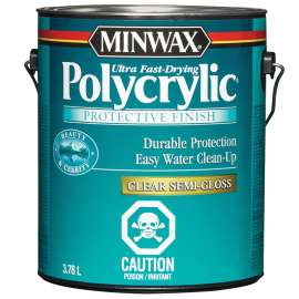 Minwax Polycrylic 32504 Protective Finish, Semi-Gloss, Liquid, Clear, 3.78 L