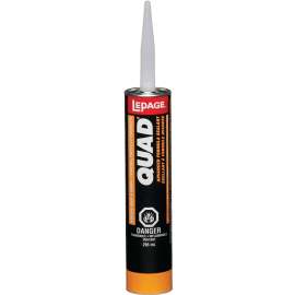 LePage Quad 1365302 Window Door and Siding Sealant, Translucent, -7 to 38 deg C, 295 mL Cartridge