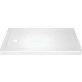 DELTA 40094L Shower Base, 59.88 in L, 30-3/4 in W, 3-1/2 in H, Acrylic, White, Stud Installation