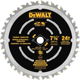 DeWALT DWA31724D Saw Blade, 7-1/4 in Dia, 5/8 in Arbor, 40-Teeth, Carbide Cutting Edge, Applicable Materials: Wood