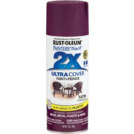 RUST-OLEUM PAINTER'S Touch 257419 Satin Spray Paint, Satin, Aubergine, 12 oz, Aerosol Can