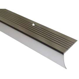 SHUR-TRIM FA2184BCL03 Stair Nose Moulding, 3 ft L, 1-1/8 in W, Aluminum, Bright Clear