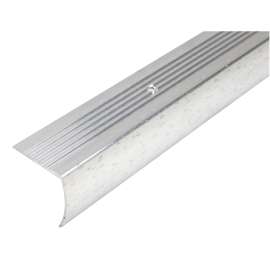 SHUR-TRIM FA2184HSI06 Stair Nose Moulding, 6 ft L, 1-1/8 in W, Aluminum, Hammered Silver