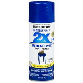 RUST-OLEUM PAINTER'S Touch 2X ULTRA COVER 314754 Spray Paint, Satin, Ink Blue, 12 oz, Aerosol Can