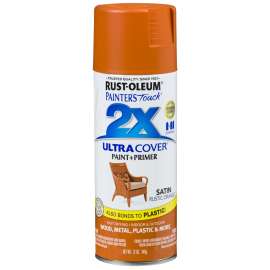 RUST-OLEUM PAINTER'S Touch 2X ULTRA COVER 314753 Spray Paint, Satin, Rustic Orange, 12 oz, Aerosol Can