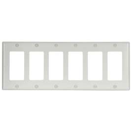 EATON 2166W-BOX Wallplate, 4-1/2 in L, 11.813 in W, 6 -Gang, Thermoset, White