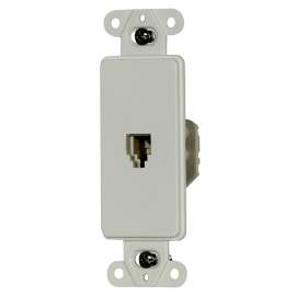 Arrow Hart 3560-6W Single Telephone Jack, 4.19 in L, 0.82 in W, Plastic, White