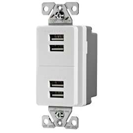 EATON 7750W-BOX USB Charging Station, 2 -Pole, 5 A, 5 VDC, NEMA: NEMA 5-15, White