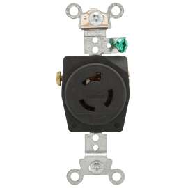 EATON CWL615R Single Receptacle, 2 -Pole, 250 VAC, 15 A, Back and Side Wiring, NEMA: NEMA L6-15, Black