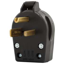 EATON S41-SP Power Plug, 2 -Pole, 30 A, 125 VAC, NEMA: NEMA 5-30P, 5-50P, Black