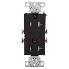 EATON TR1307BK-BOX Duplex Receptacle Wallplate, 2 -Pole, 20 A, 125 V, NEMA: 5-20R, Black