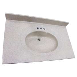 Luxo Marble OSB POSB372243000SP Sink, 37 in OAL, 22 in OAW, Synthetic Marble, Oval Bowl