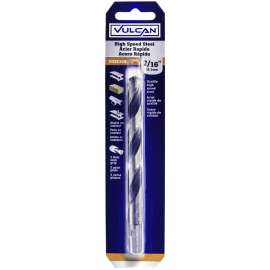 Vulcan 289241OR Jobber Drill Bit, 7/16 in Dia, 5-5/8 in OAL, 3-Flat, Reduced Shank