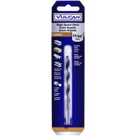 Vulcan Jobber Length Drill, 15/64 In Dia X 3-7/8 In L, Straight Shank, High Speed Steel