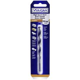 Vulcan Jobber Length Drill, 19/64 In Dia X 4-3/8 In L, Straight Shank, High Speed Steel